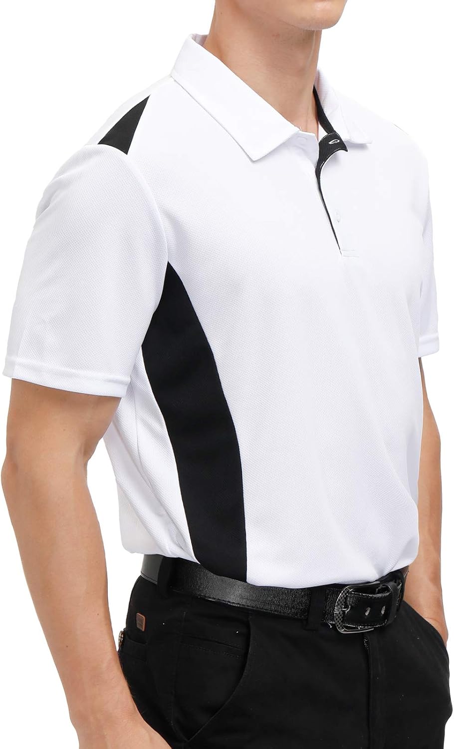 Sports Polo Shirts for Men Big and Tall Short Sleeve Side Blocked Performance Golf Polo: Clothing
