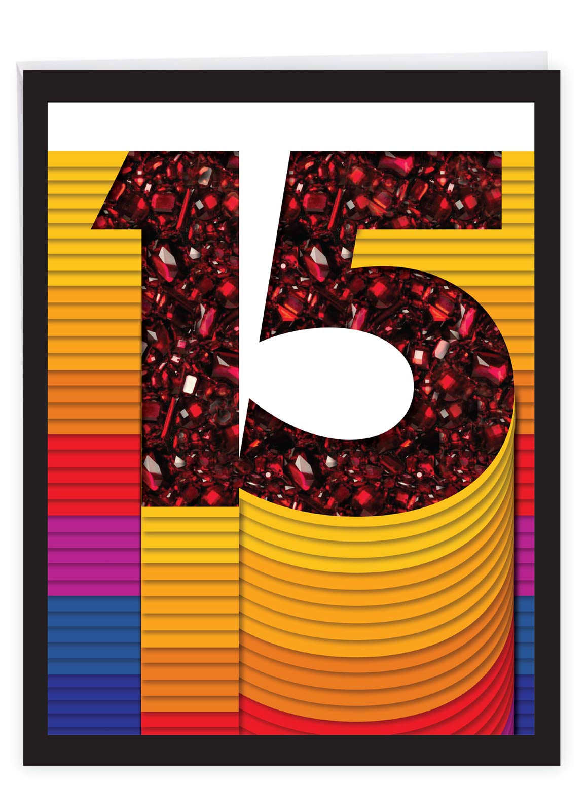 NobleWorks - Big 15th Wedding Milestone Anniversary Card 8.5 x 11-15 Years Married Couples (Not Foil, Layered, or 3D) - Bold Milestones 15 J6110TMAG