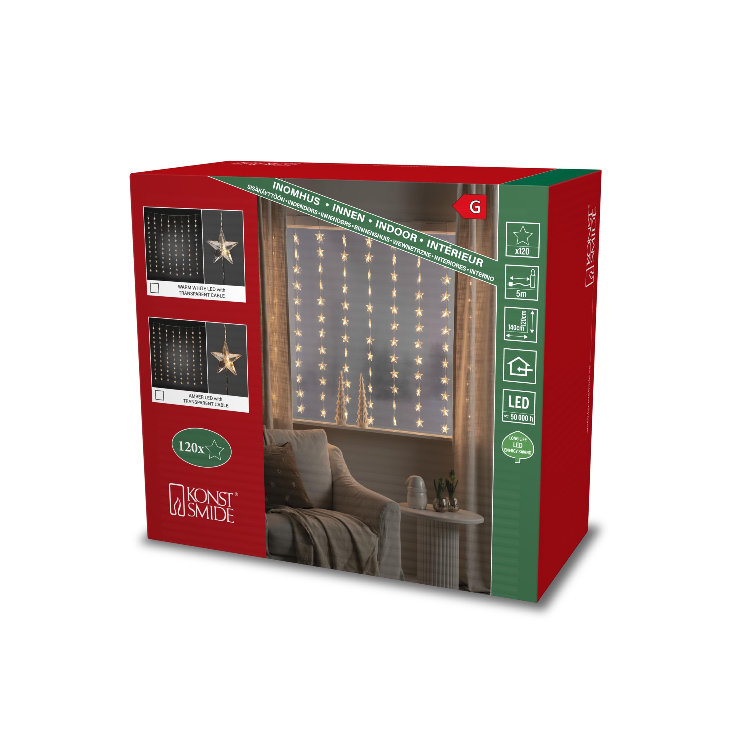 Konstsmide LED Star Light Curtain, White, 120 x 140 cm, 3703-103EE