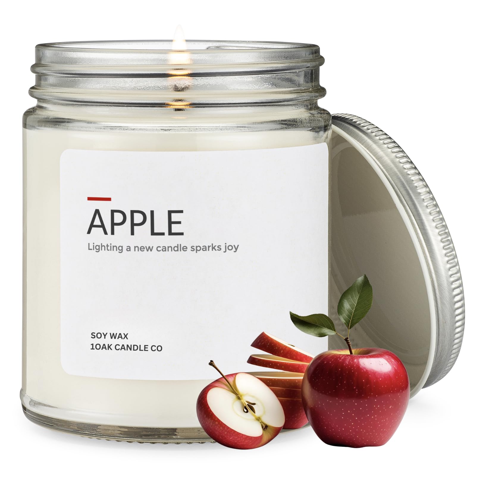 Photo 1 of 1OAK Soy Wax Scented Candles (Apple) - Soy Candles for Home Scented - Long Burning Premium - Hand-Poured (7oz)