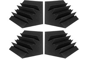 JBER 4 Pack Acoustic Foam Bass Trap Studio Foam 12" X 7" X 7" Soundproof Padding Wall Panels Corner Block Finish for Studios Home and Theater