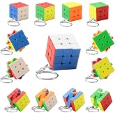 12 Pack Stickerless Mini Cube 3X3 Keychain Set, Party Favors for Kids, Puzzle Game Toys for Boys and Girls, Classroom Prize, School Rewards, Goody Bag Fillers, and Birthday Gifts