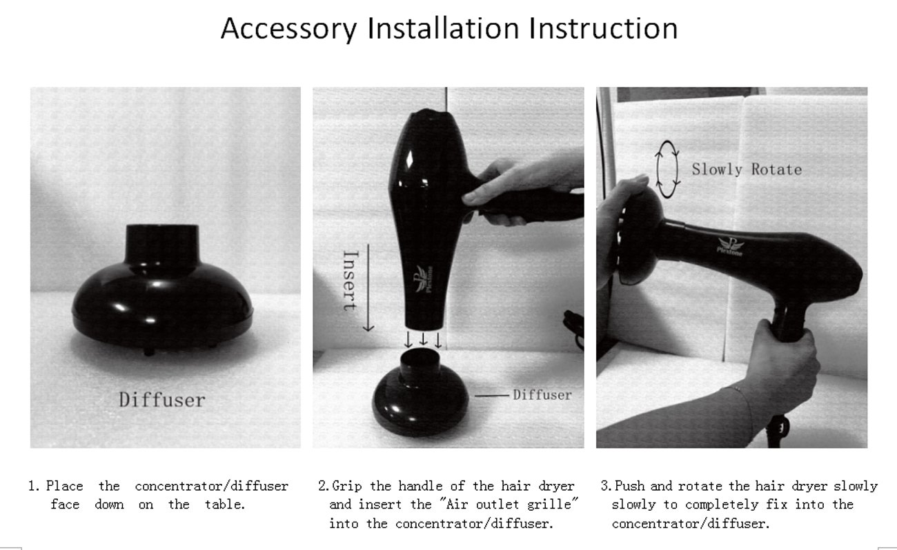 PLEXTONE 1875W Quick Dry Lightweight Professional Ceramic Hair Dryer Multifunctional Settings and ETL Certified Plug Cold Shot Button(some have) 2 Speeds 3 Heat Settings Concentrator Diffuser (Black)