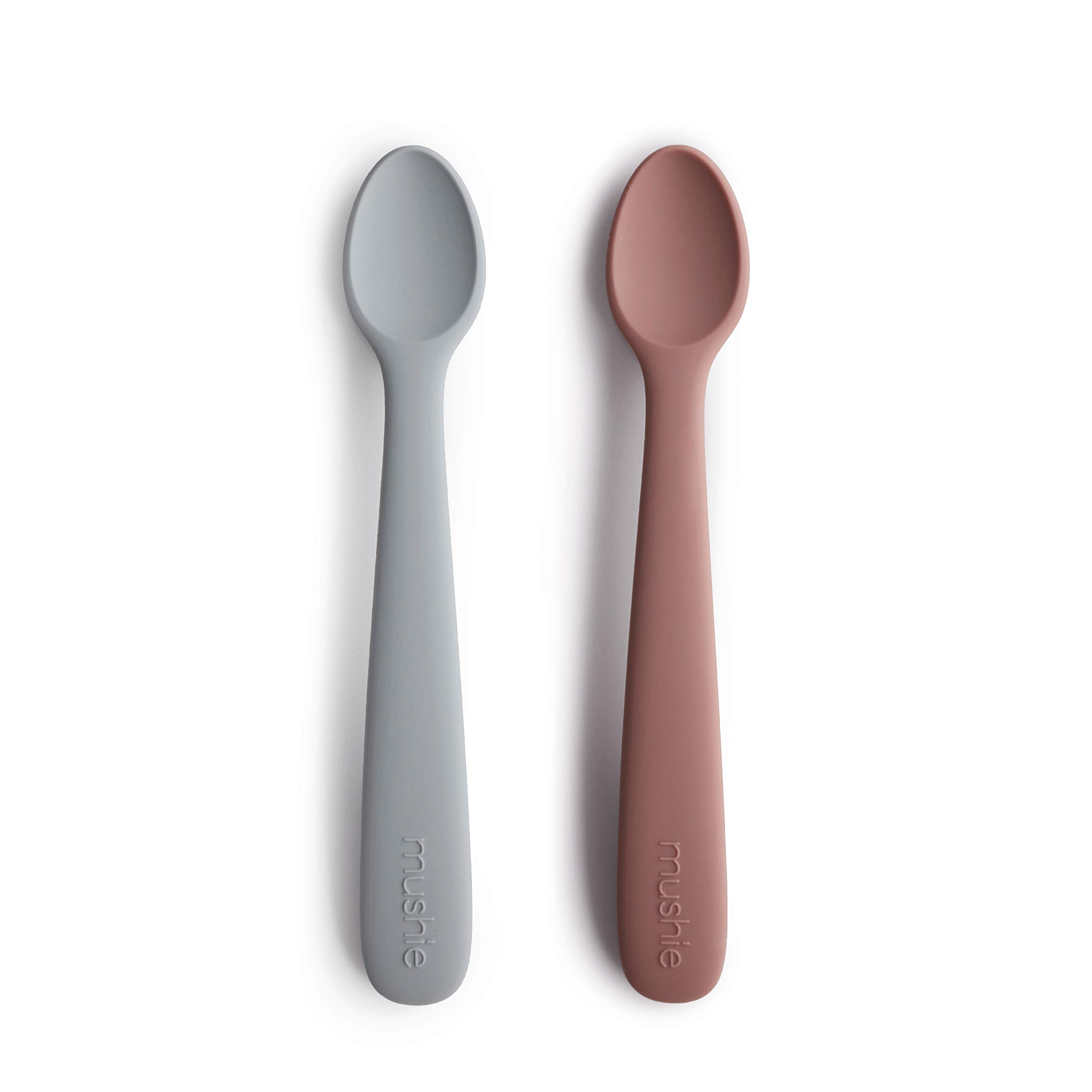 Mushie Baby Feeding Spoons | BPA-Free Silicone Spoons 2-Pack | Dishwasher Safe Durable Toddler Utensils | Cloudy Mauve — image 1