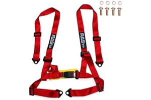 RASTP 4 Point Racing Safety Harness Set with 2" Straps for Racing Seat&Go Kart Seat,Dark Red(Pack of 1)