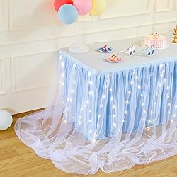 Shillance 14ft Baby Blue Tulle Table Skirt for Baby