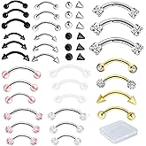 Suotarn Eyebrow Piercing Jewelry Surgical Steel Curved Barbell Tiny Eyebrow Ring Vertical Labret Lip Jewelry Ear Rook Helix Conch Daith Earrings For Women Men 16g 6mm/8mm/10mm