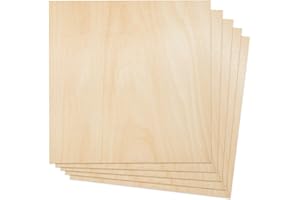 Plywood Sheet Board Squares, A Grade, 12 x 12 inch, 1.5mm Thick, Pack of 5 Unfinished Wood for Crafts Basswood by Craftiff
