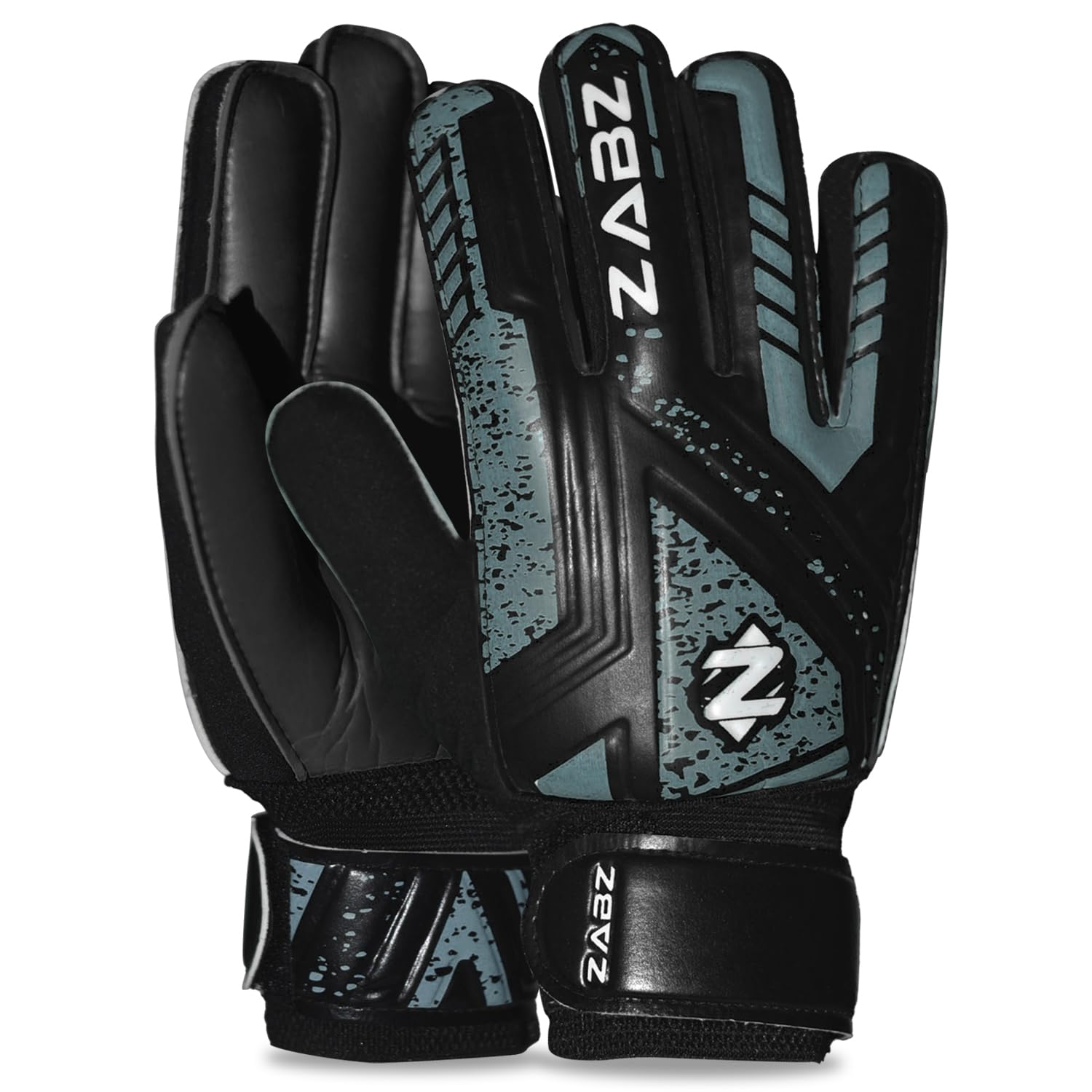 ZABZ Goalkeeper Gloves Non-slip Latex Material Soccer Goalie Football Goalkeeping Gloves Wrist Protection For Kids Youth and Adults (Grey, Size 8 suitable for size M-L adult)