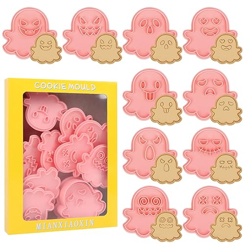 VEYLIN Halloween Cookie Cutter, 10 Piece Ghost Cookie Cutters Biscuit Cookie Cutter Ghost Cookie Moulds Cutter for Kids