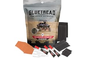 GLUETREAD MORE TREAD MORE TRACTION GlueTread SXS Tire Patch Kit - Off-Road Tire Sidewall Reinforcement Kit for UTVs - Durable Rubber Patches with Strong Bond - Easy Application, Fast Setting