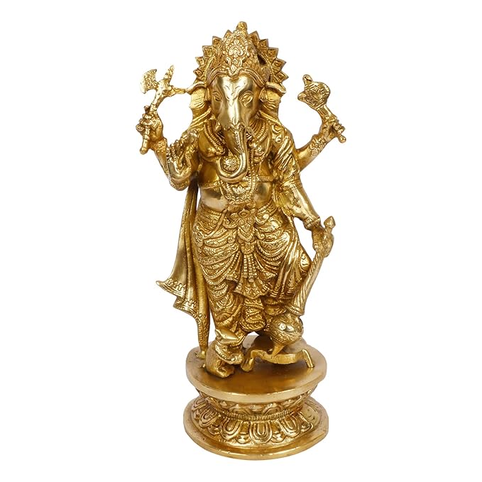 Buy Kartique Brass Standing Ganesh Ji Ki Murti Idol for Home Decor ...