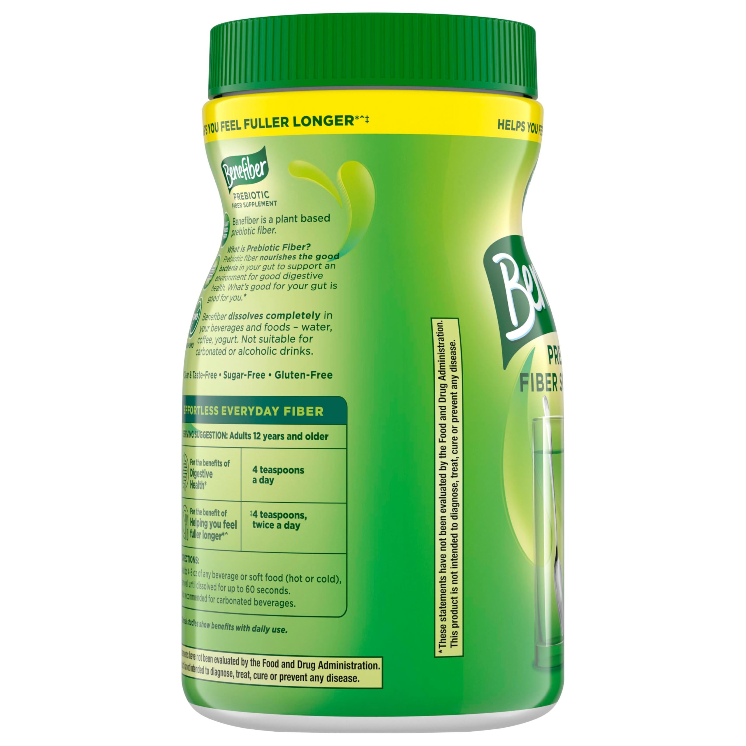 Benefiber Daily Prebiotic Fiber Supplement Powder for Digestive Health, Unflavored - 125 Servings (17.6 Ounces)