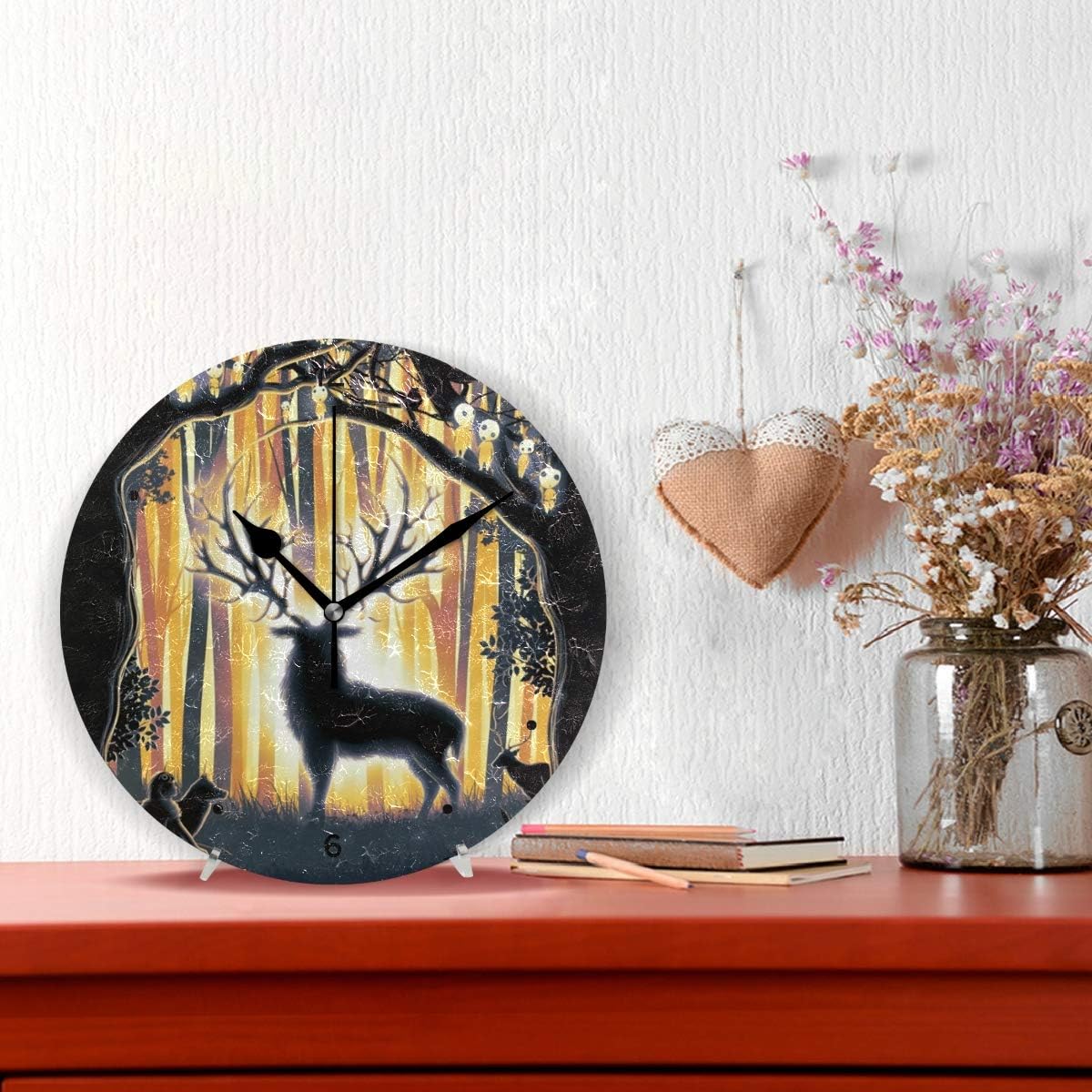 Amazon Co Jp インテリア 掛け時計 サイレント キッズ 子供 部屋 簡単 もののけ 宮崎 もののけ姫 鹿 柄 子供 置き時計 おしゃれ 北欧 時計 壁掛け 連続秒針 電池式 並行輸入品 ホーム キッチン