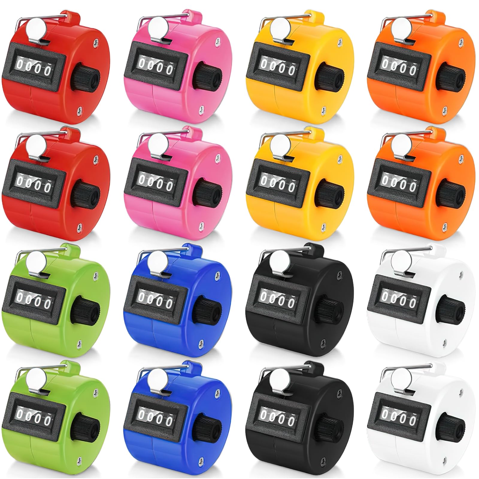 ASMIZ 16 Pack Handheld Tally Counter Bulk, 4 Digit Number Clicker Counter for Golf, Hand Shot Counter for Coaching, Knitting, Lap, Fishing, Toddler & Fidget