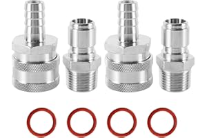 FERRODAY 2 Pair Stainless Steel Quick Disconnect Set with 1/2 MPT Male Thread Quick Disconnect, 1/2" Barb Female Brewing Quick Disconnect for 1/2 NPT Female Wort Pump, Wort Chiller, Ball Valve Fitting