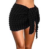 Geyoga Women Sarong Coverup Waffle Short Bathing Suit Wrap Swimsuit Bikini Skirt Beach Women Wrap Tie Front Cover up