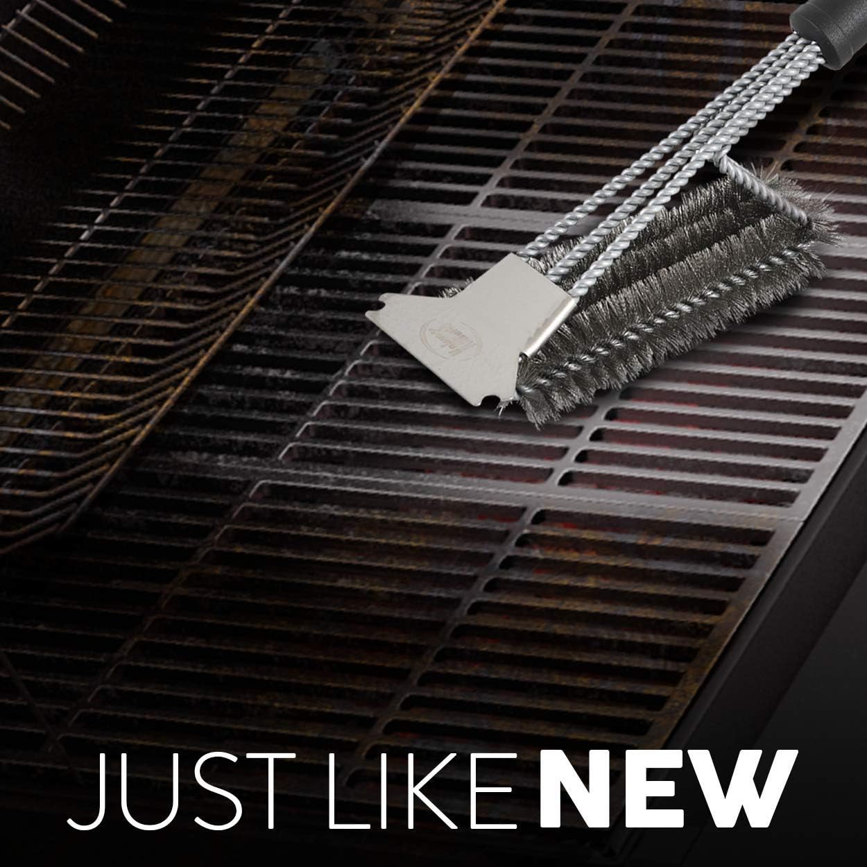 Kaluns Grill Brush, BBQ Grill Brush, Grill Brush and Scraper Set, Includes Two Brush Heads, one Removable 18" Long Handle, Stainless Steel Durable Wire Bristles, Cleaning Tool for All Barbeques: Kitchen & Dining