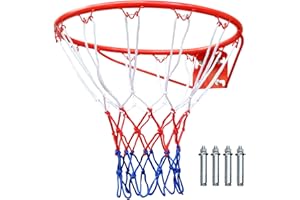 SculPong Basketball Rim Replacement Standard 18" Steel Rim Wall Mounted Basketball Goal Hoop with Net for Indoor Outdoor
