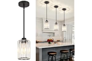 ZSMIHDOH 3 Pack Black Pendant Light, Modern Crystal Pendant Lights Kitchen Island Lighting, Hanging Light Fixtures Mini Chandelier Pendant Lights for Island Dining Room Hallway Bedroom