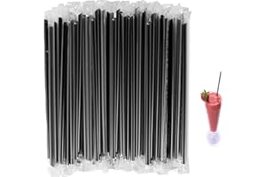100Pcs Plastic Straws, 7.5 * 0.24in/19 * 0.6cm Individually Wrapped Plastic Disposable Straws for Coffee, Protein Shake, Juic