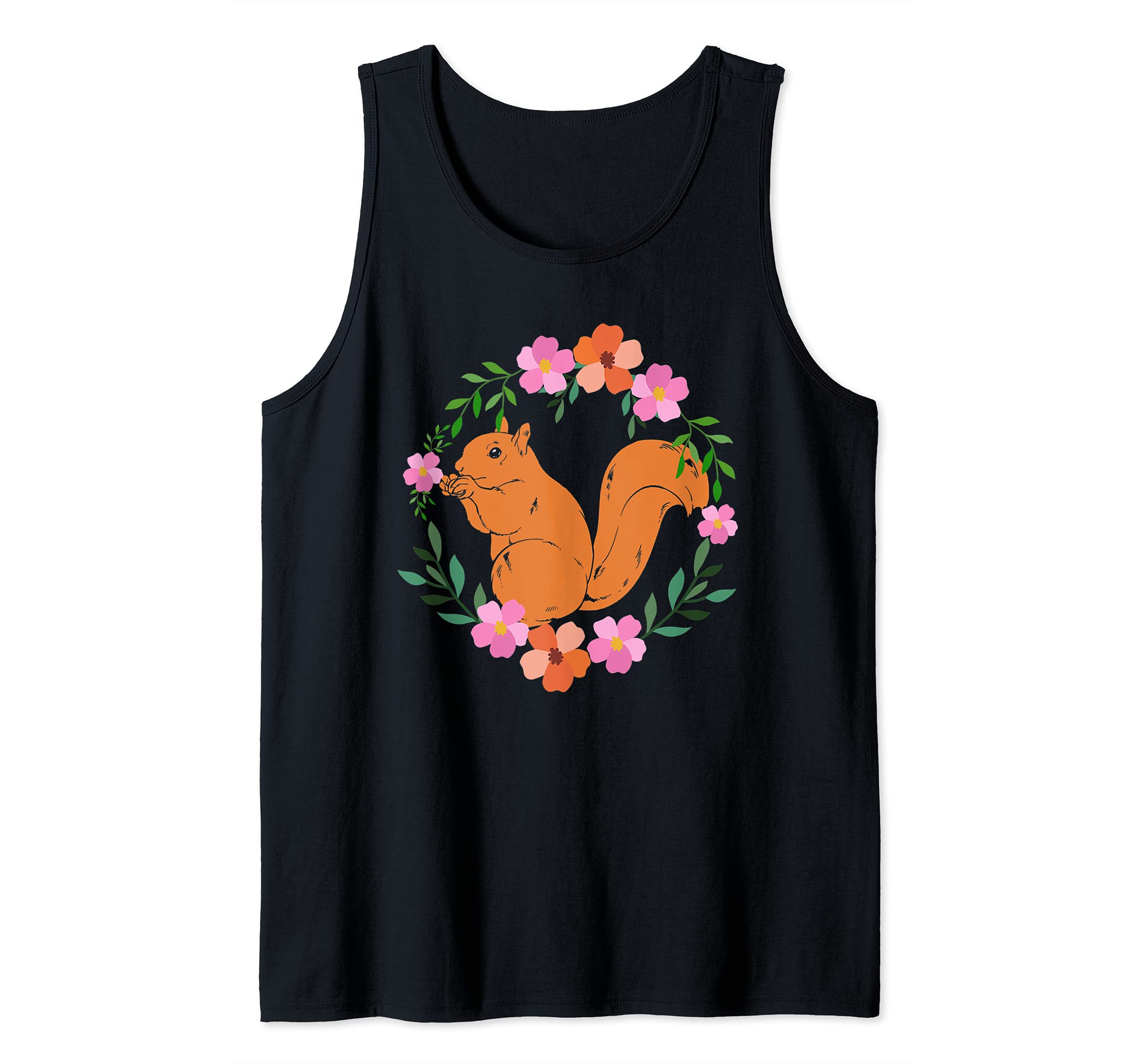 Forest Animal Lover Flowers Wildlife Nature Floral Squirrel Tank Top