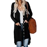 Alaster Queen Women’s Open Front Cardigan Button Down High Low Hem Knitted Cardigan Outwear with Pockets