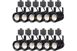 AOAXL Bulb Replaceable 7.5W H Type Track Lighting Heads, 5500K Cool White No Flicker CRI90+, Dimmable Bright Track Lighting Fixtures Ceiling for Accent Task Wall Art Exhibition, Black 12 Pack