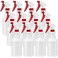 12 Pack Plastic Spray Bottles, 16 oz/ 500 ml Refillable Empty Spray Bottle, Leakproof Adjustable Nozzle Stream/Mist Sprayer B