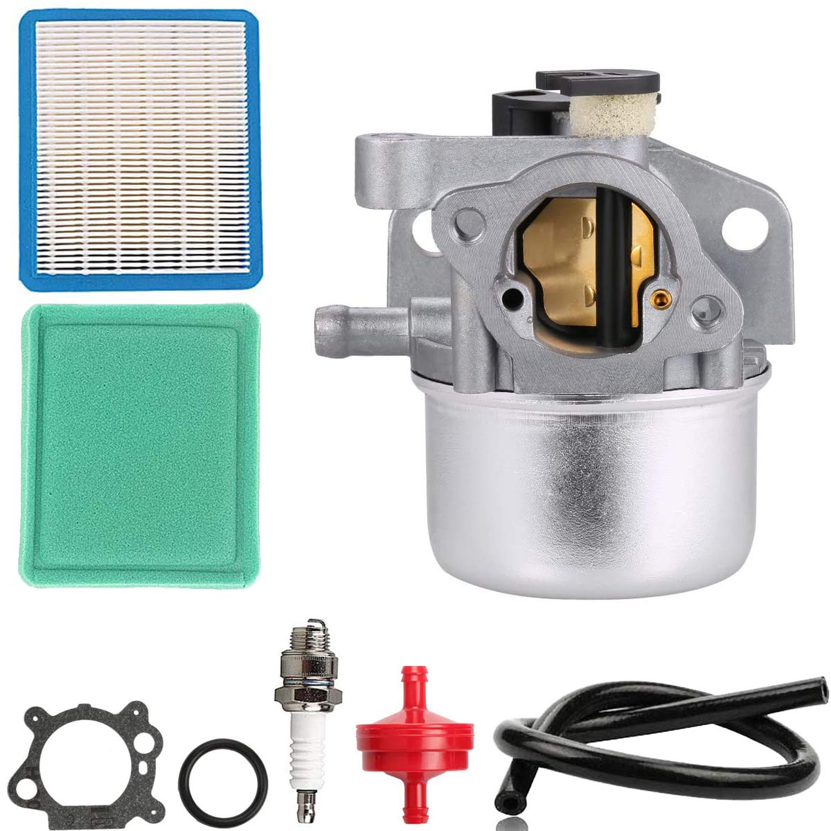 N/C ZAMDOE 799871 799866 Carburetor rebuild kit for Briggs & Stratton 790845 796707 794304 Engine 625e 675 675ex 725ex Series (with Air Filter, Fuel Line, Fuel Filter)