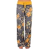 Elsofer Women's Pajama Lounge Pants Floral Print Comfy Casual Stretch Palazzo Drawstring Pj Bottoms Wide Leg Pants