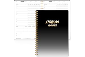 MEDOLOVE Fitness Journal Workout Planner for Women & Men - A5(5.5" x 8.5") Sturdy Workout Log Book for Gym & Personal Home Workouts - Black