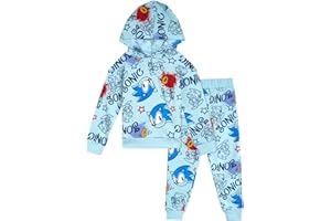 SEGA Sonic the Hedgehog Fleece Pullover Hoodie and Pants Outfit Set Toddler to Big Kid Sizes (2T - 18-20)
