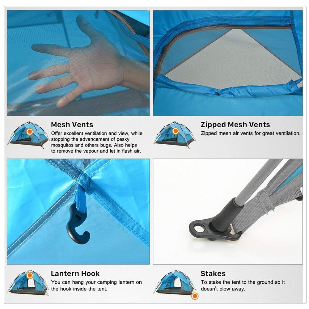 Likorlove Tenda Pop Up Da Campeggio per 2-3 Posti Protezione UV Apertura Istantanea Leggero da Portare