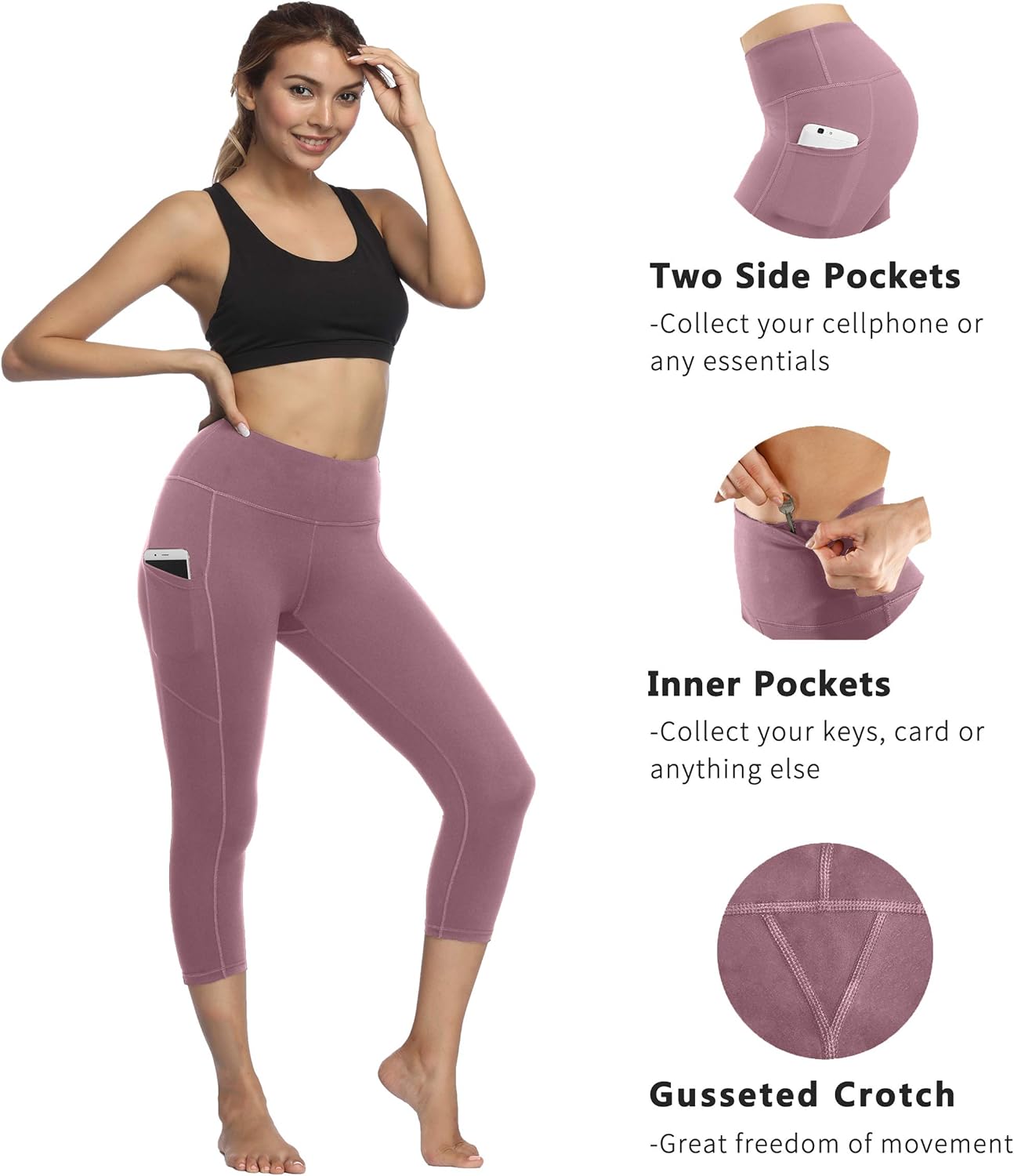 Fengbay Capri Leggings for Women,Yoga Capris with Pockets Yoga Pants Workout Pants for Women: Clothing