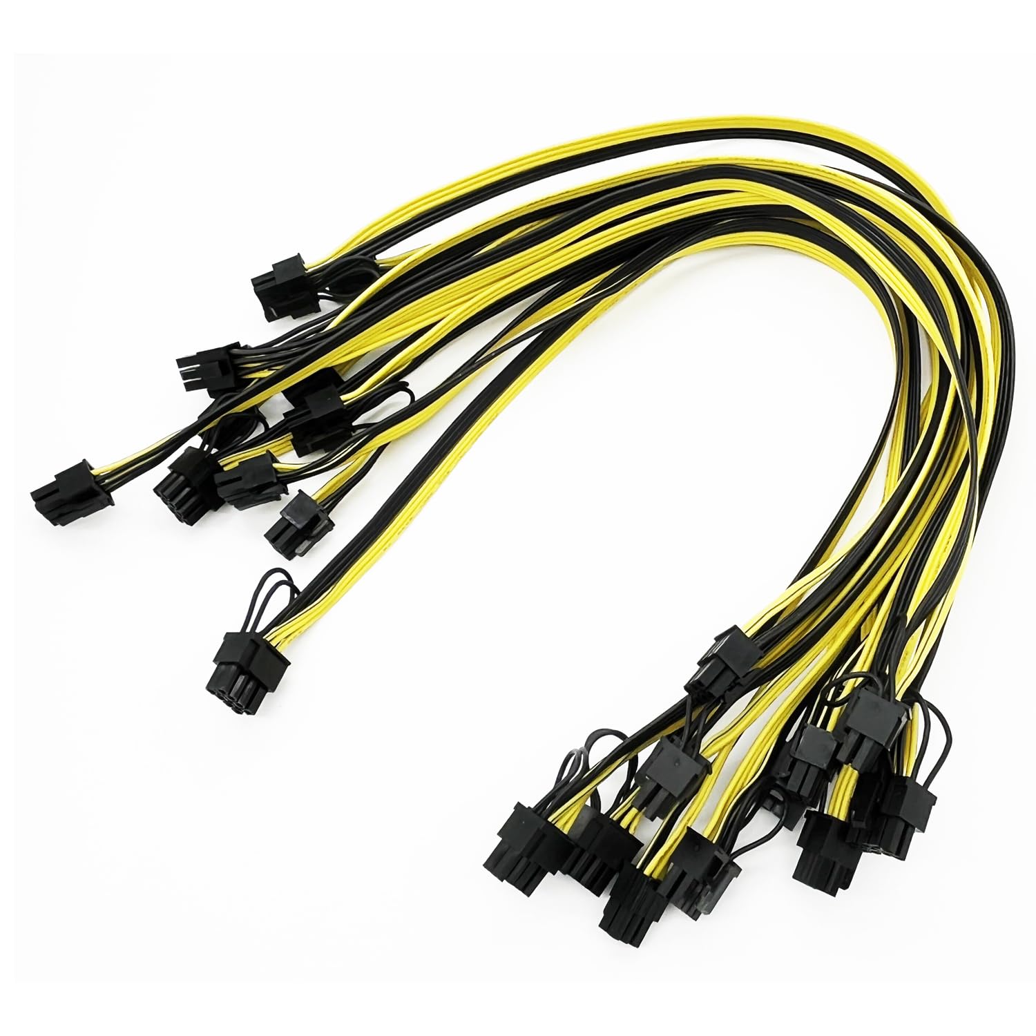 12x 6 Pin PCI-E to 8 Pin(6+2) PCI-E (Male to Male) GPU Power Cable (50cm),Not Include Card