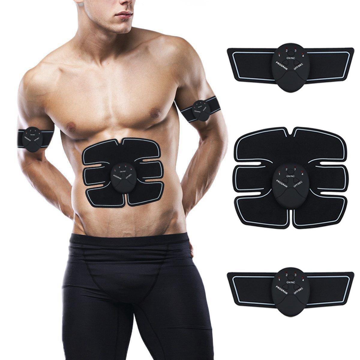 wivarra Elettrostimolatore Muscolare Trainer EMS Tonificante Cintura Addominale Muscle Toner Elettronico per Addome Gambe Braccio Vita Portatile senza Fili 10 Intensità