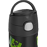 THERMOS FUNTAINER 12 Ounce Stainless Steel Kids Bottle, Dark Minecraft