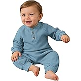 SunoZee Toddler Baby Waffle Long Sleeve Sweatshirt ButtonTop Jogger Pants Set Cute Fall Winter Clothes Set Outfits