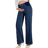 BLENCOT Maternity Jeans for Women High Waist Straight Leg Pregnancy Denim Pants with Pockets
