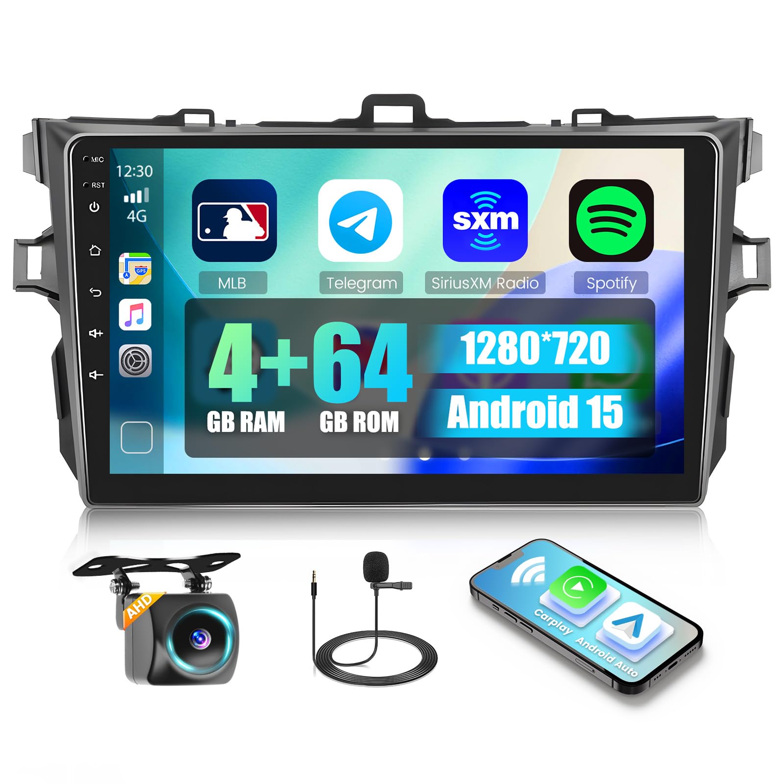 Photo 1 of [4+64G] Hikity for Toyota Corolla 2009-2013 Android Car Stereo, 9 Inch Touchscreen Radio with Wireless Carplay/Android Auto/GPS Navigation/WiFi/AI DSP/Bluetooth/FM RDS +AHD Backup Camera