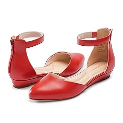 Cusolemore Red Flat Shoes for Women, Comfortable