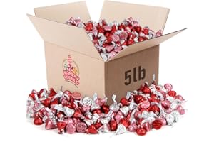 KANDY KORNER Valentine’s Day HERSHEY’S Kisses Milk Chocolate Candy for Romantic Heartfelt Presents - Loved-Themed Hersheys Kisses Bulk in Red, Silver, and Pink Foils for Valentines Gift, Friends, Loved Ones (5 Lb, Milk Chocolate Candy)