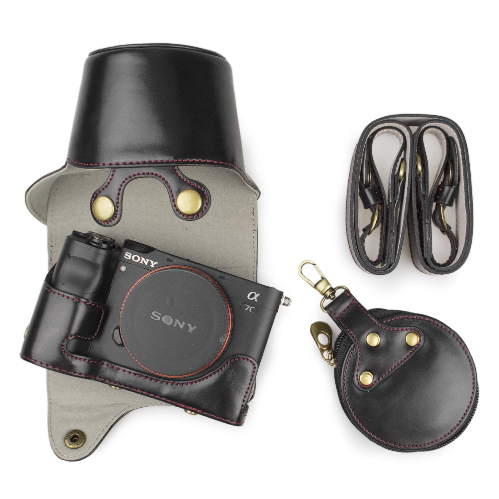 MUZIRI KINOKOO A7C Camera Case, Camera Case for Sony A7C and 28-60mm Lens Protective Case Sony Alpha 7C Case with Shoulder Strap, Storage Bag-Black