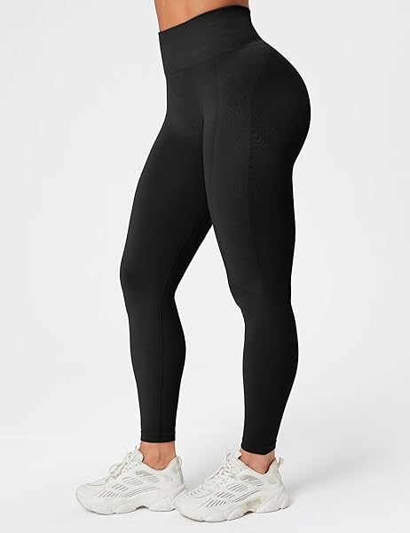 BAYDI WORKOUT LEGGINGS FOR WOMEN SEAMLESS SCRUNCH BUTT LIFFTING TIGHTS HIGH WAISTED GYM YOGA PANTS BLACK, MEDIUM