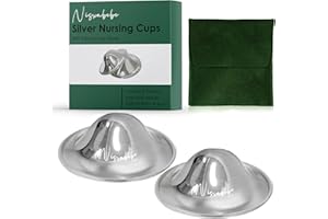 NISXABEBE The Original Silver Nursing Cups - Nipple Shields for Nursing Newborn, Newborn Breastfeeding Must Haves for Soothe and Protect Your Nursing Nipples - Trilaminate 999 Silver（Regular）