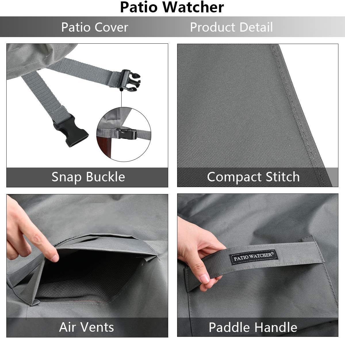Patio Watcher 4 High Back Patio Chair Cover, Durable and Waterproof Outdoor Furniture Chair Cover, Grey : Garden & Outdoor