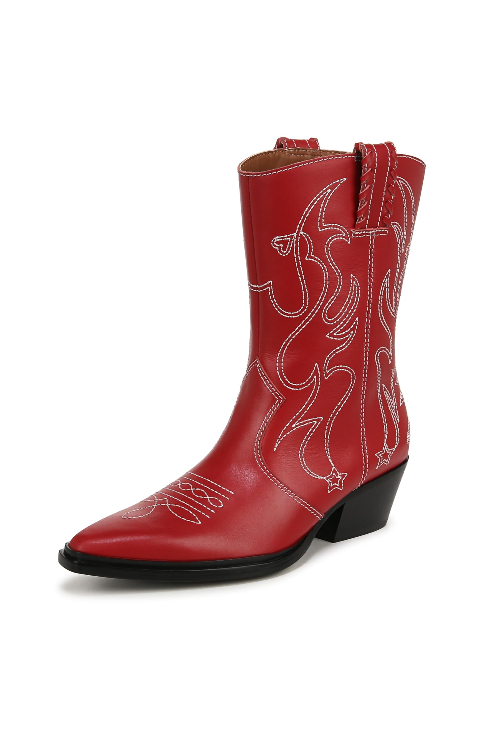 Franco Sarto Womens Bianca Fashion Cowboy Boot Crimson Red Leather 5.5 M