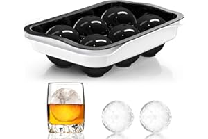 ICEXXP Whiskey Ice Ball Maker, [Fill without Funnel & Easy Release] 2.2'' Round Large Ice Cube Trays with Cover, Reusable Sphere Silicone Ice Tray with Lids for Bourbon, Brandy, Gift for Whisky Lover