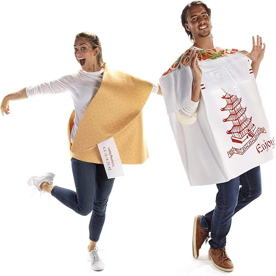 Amazon Com Chinese Take Out Fortune Cookie Couples Halloween Costume Food Noodle Outfit Clothing